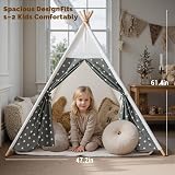 Wilwolfer Kids Teepee Tent Foldable Indoor Outdoor 47x47x59 in Grey view 2