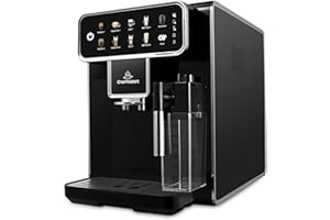 CHEF ROBOT Fully Automatic Espresso Machine 12 Cup Coffee Maker One-Touch Cappuccino/Latte/Americano/Espresso with Self-Cleaning & Adjustable Grinder for Home/Office/Coffee Lovers/Busy Workers/Small Cafés