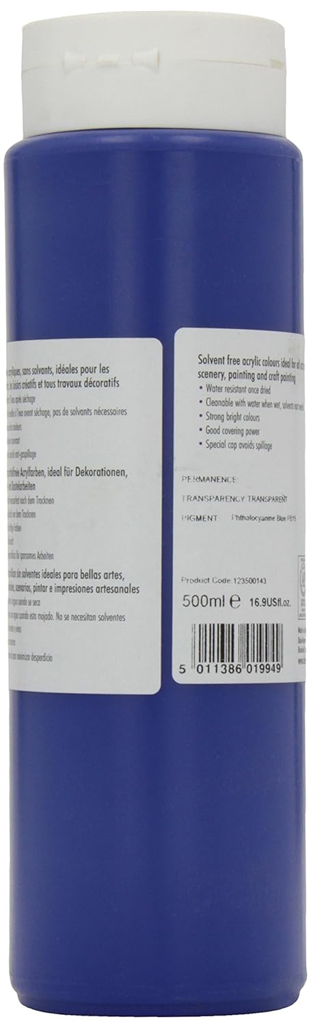Daler-Rowney Graduate Acrylic Paint, Plastic Bottle, 16.91oz - 500 ml, Phthalo Blue, 500 ml (Pack of 1) - Image 4
