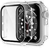 2 Pack HATOSHI Hard Case for Apple Watch 40mm Series 6, 5, 4, SE Built-in Tempered Glass Screen Protector, Ultra-Thin All Aro