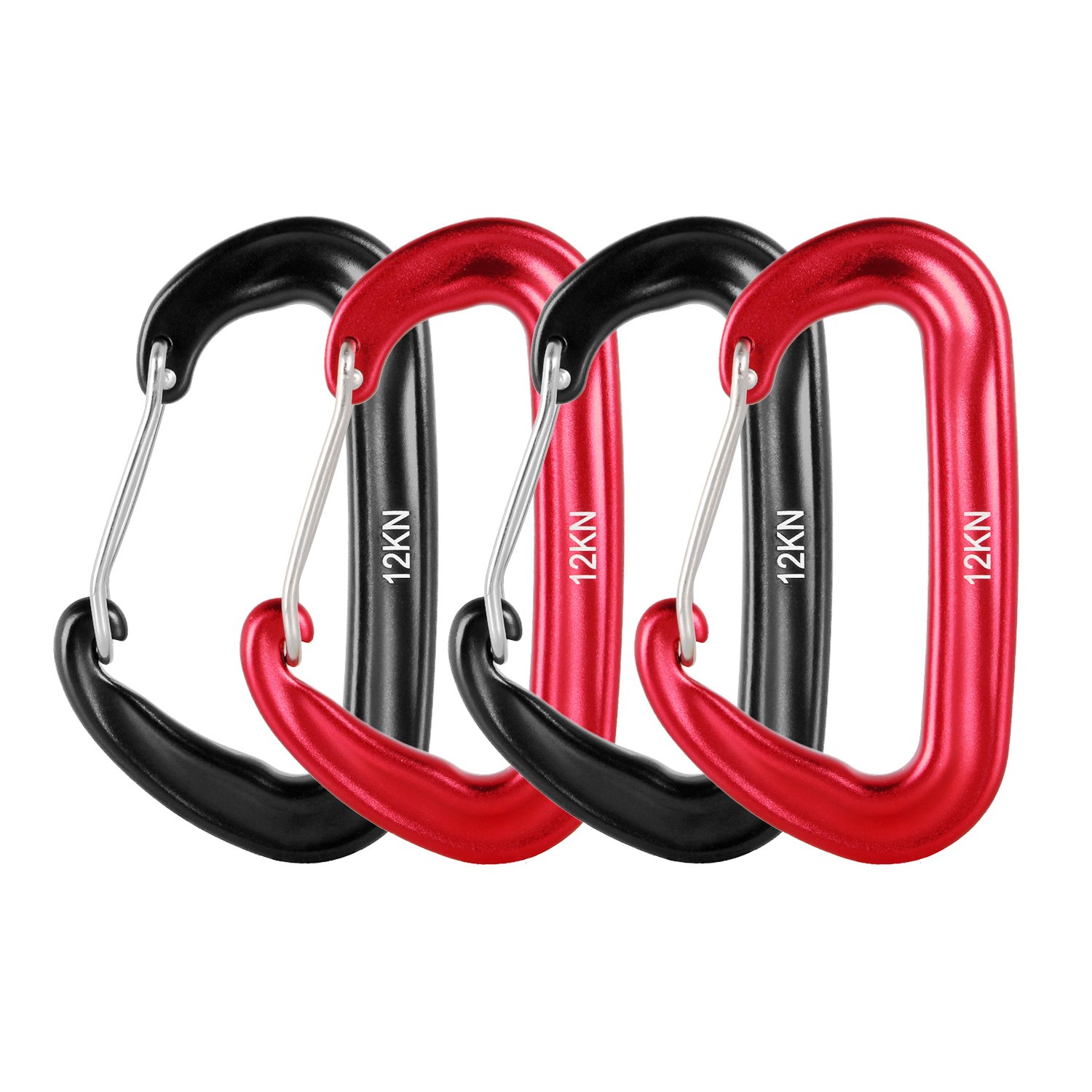 Lucky998 12KN Carabiner Aluminium Wiregate Carabiners 4 Pack Rated