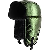 Metallic Color Trapper Hat Warm Winter Aviator Hat Soft Fur Lining - Stylish Cozy Cold Weather Headwear for Men and Women