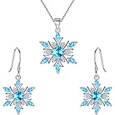 EVER FAITH Women's Jewelry Sets 925 Sterling Silver Cubic Zirconia Snowflake Winter Party Necklace Earrings Set