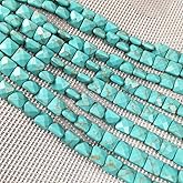 Natural Stone Beads Square Faceted Beading Turquoise Gemstone Loose Beads for Jewelry Making 7.9 inches 2 Strands