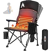 Overmont Heated Camping Chair with High Back - 3 Heat Levels 2-Zone Separately Heating - 450 LBS Support Heavy Duty Folding Chair Portable for Adults Patent No.: US D1.028.543S - Battery NOT Included