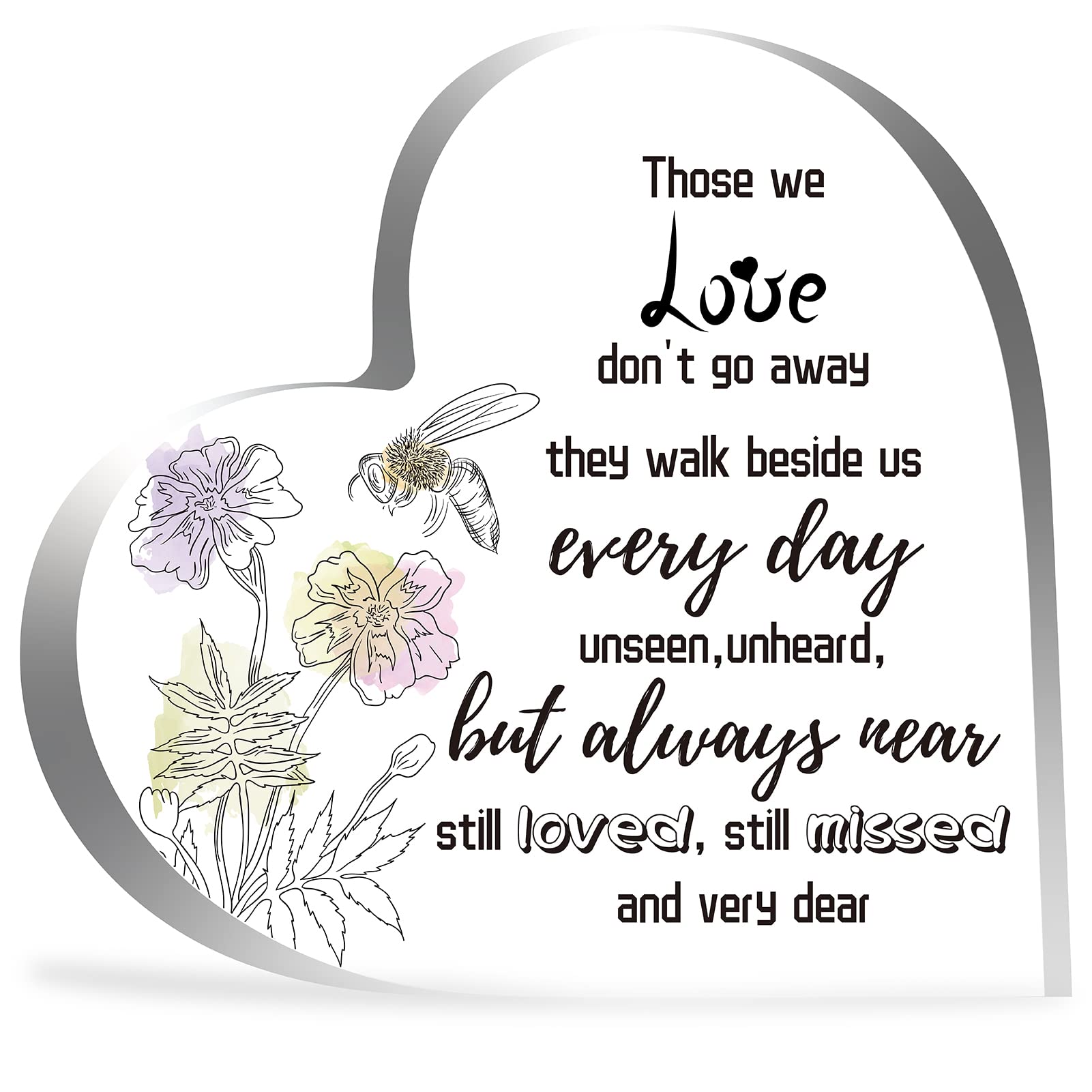 CREATCABIN Sympathy Gift Bereavement Memorial Gift Crystal Glass Heart Condolence for Loss of Loved, Loss of Father Mother Bee Remembrance Table Decorations (4 x 4 x 0. Inch)