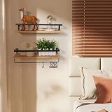 AGM Floating Shelves Wall Mounted Set of 2 with Towel Bar and Hooks view 7