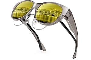 URUMQI Night Vision Glasses Fit Over Glasses for Women, Anti Glare Polarized Nighttime Driving Glasses HD Yellow Lens