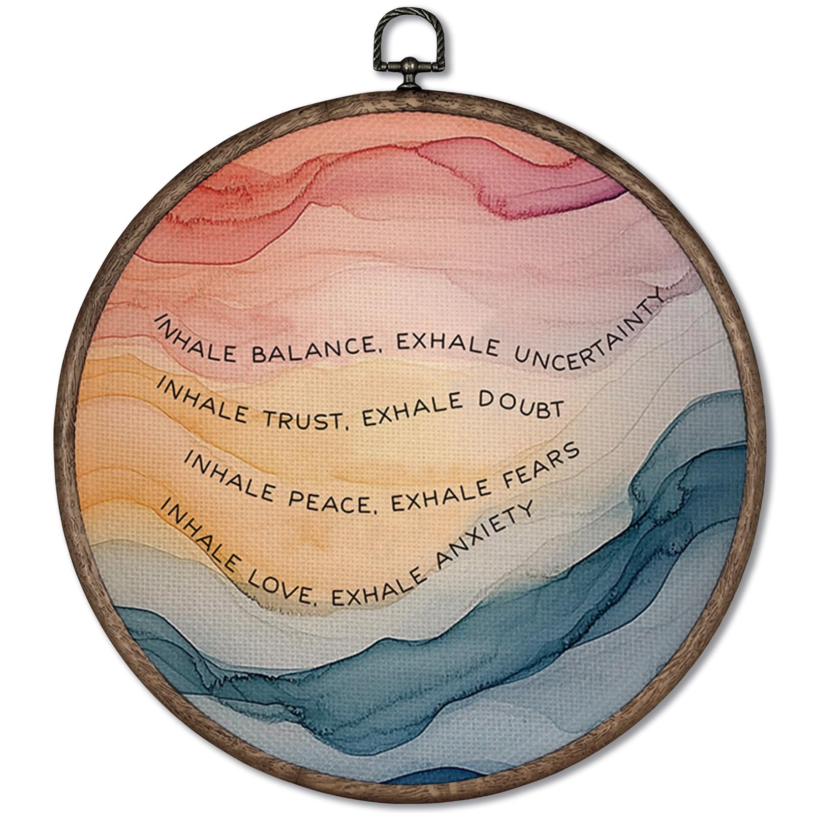 Photo 1 of GWFSJYU Inhale Exhale Mental Health Framed Wall Art Decor, Therapy Office Decor, Watercolor Abstract Round Canvas Prints Wall Art, Calming Breathe Hanging Decor for Therapy Counselling Room, 10”x10”
