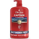 Old Spice Refreshing Body Wash for Men, 3X Defense, 24/7 Shower Fresh with Long Lasting Scent, Red Collection, Captain with Bergamot Scent, 33.4 oz