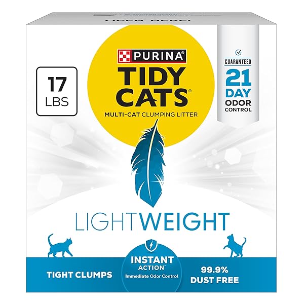 PURINA TIDY CATS LIGHTWEIGHT INSTANT ACTION, ODOR CONTROL, MULTI-CAT, CLUMPING, 99.9 PERCENT DUST FREE CAT LITTER – 17 LB. BOX
