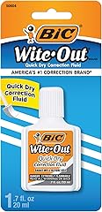 BIC Wite-Out Quick Dry Correction Fluid, 20mL, White, Goes on Easy with A Reduced Dry Time, 1-Count Pack
