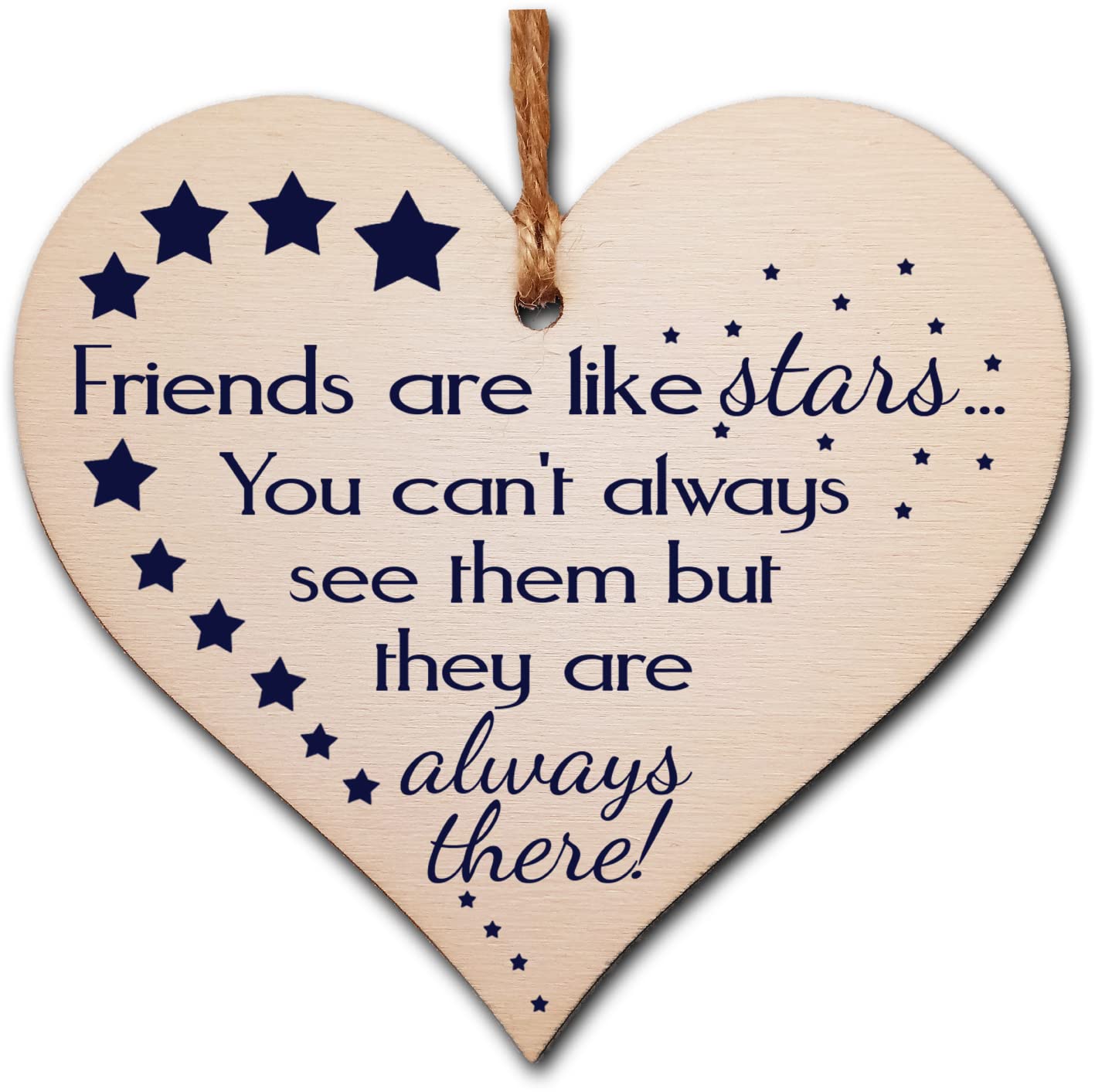 Friendship Heart Gift Plaque – Wooden Hanging Sign with Sentimental Message – Best Friend, Work Friend or BFF Present – Rustic Twine & Ready to Gift – 10x10cm Thoughtful Keepsake