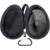 Case for Logitech Lift Vertical/MX Vertical Wireless Mouse -Black | Carrying Case, Comes with D-ring, Mesh Pocket Stores Receiver, Charging Cable, Water-resistant &amp; Shock-resistant