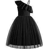 Arshiner Girls Dresses Ruffle Trim Off Shoulder Formal Wedding Party Fancy Summer Tulle Dress for 6-14 Years
