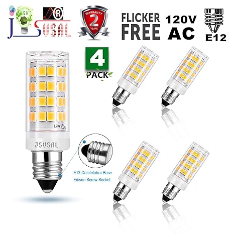 Jsvsal 4 Pack E12 Led Bulb 4w Equivalent To 30 40w Halogen Bulb