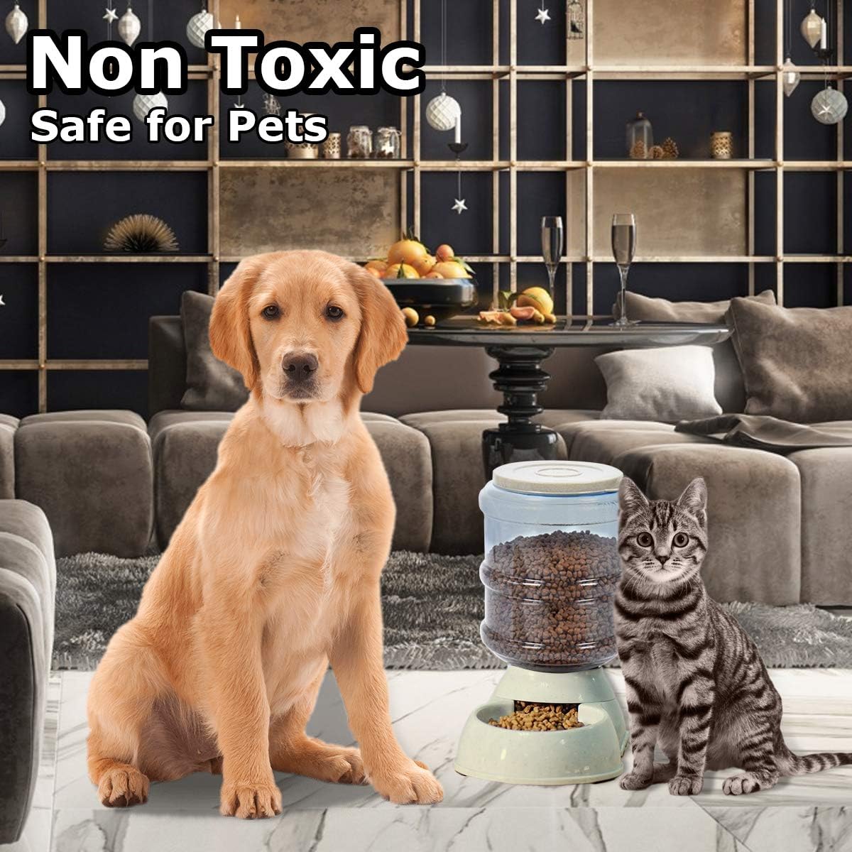 Pet Supplies : VaygWay Pet Feeder and Waterer – Self Dispensing Gravity Automatic Feeder - Food and Water Dispenser Set – Dog Cat Pet Food Bowl – 1 Gallon Feeder and 3.7 Waterer : 