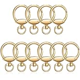 10 Pcs Spring O Ring, Round Spring Snap Hooks Swivel Ring Carabiner Clips with Fixed Eyelet Zinc Alloy O Rings Buckle for Bags Belts Keychain Purses DIY Accessory Gold