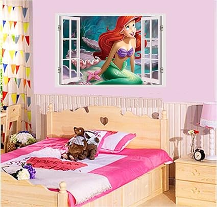 Asmi Collections PVC Disney Princess Ariel Window Illusion Wall Stickers
