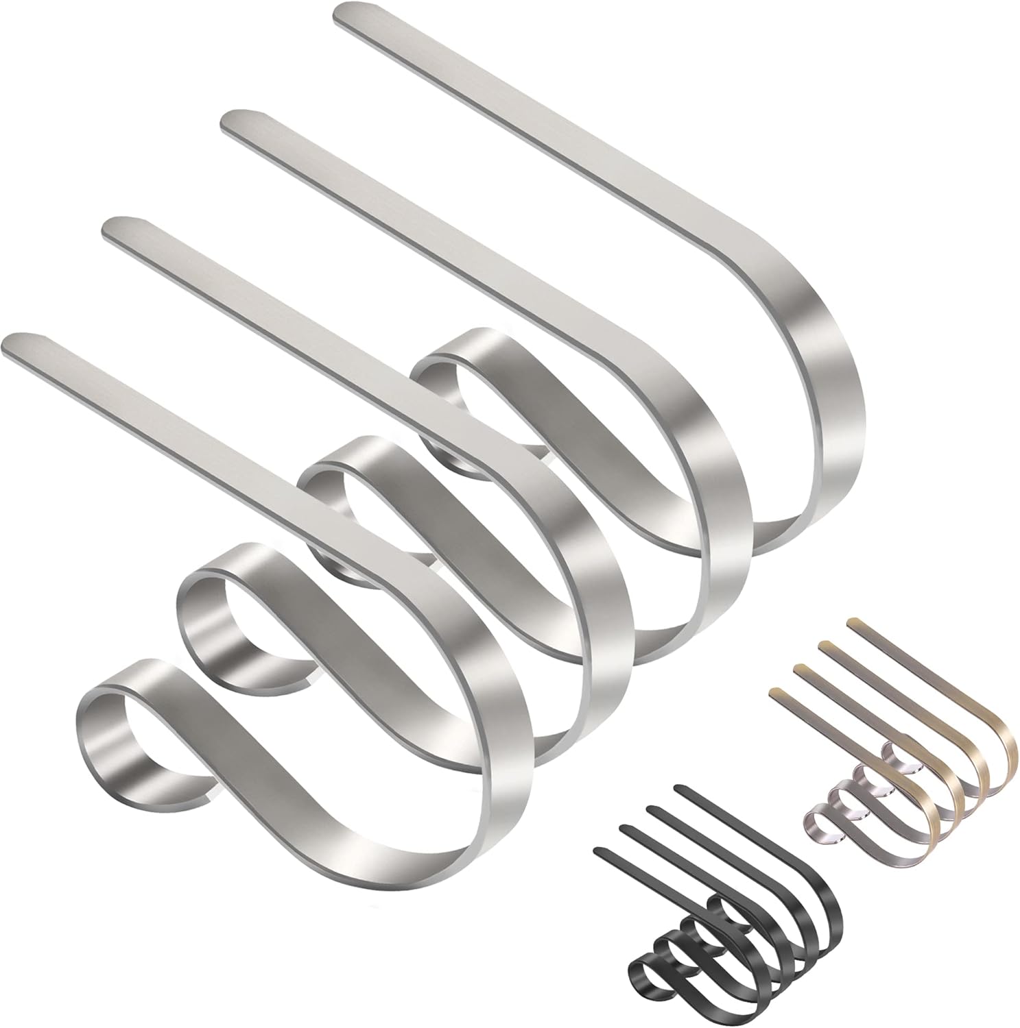 Ornament Hooks - TAROSE Christmas Stocking Holder, Set of 4, Mantle Clip Fireplace Hooks Hanger for Party Christmas Decoration Supplies (Silver)