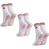 Jspupifip Cute Pilates Grip Socks for Women Non Slip Yoga Socks Embroidery Ruffle Crew Sock for Barre Barefoot Workout