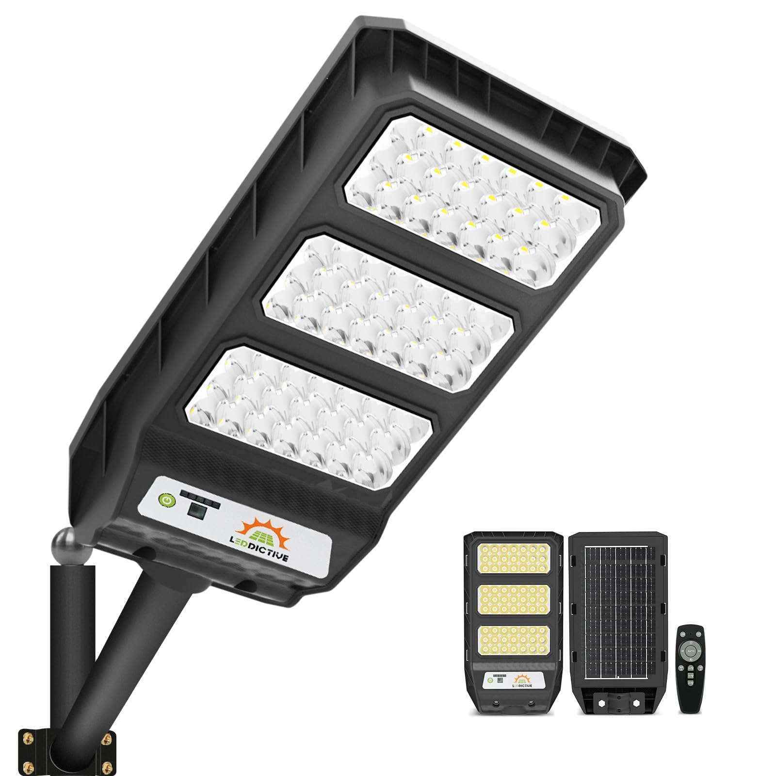 Photo 1 of Leddictive Solar Street Light Outdoor, 6500K Dusk to Down Motion Sensor, LED Solar Powered Street Lamp Outdoor with Remote Control for Parking lot