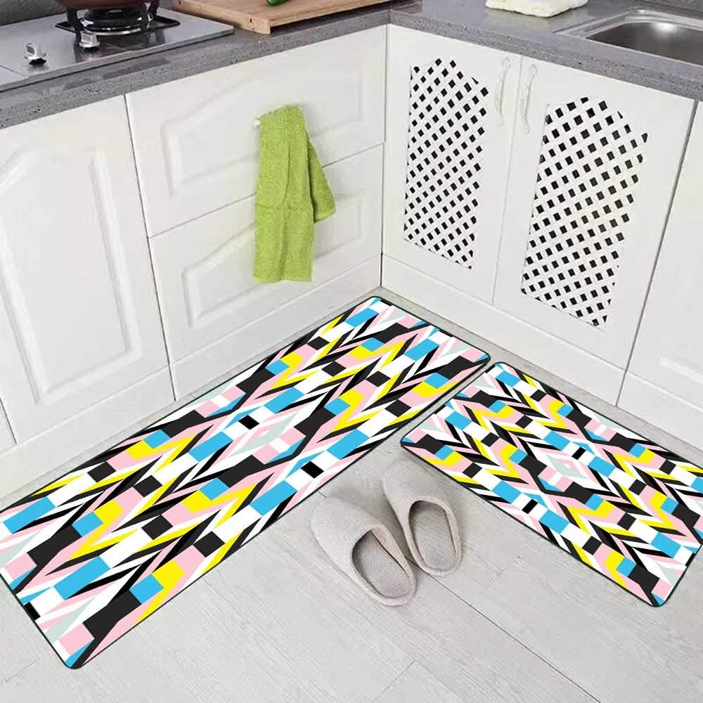 Pamime Durable Kitchen Rugs 2 Pieces, Abstract Geometric