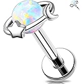 MeIighting 16G Internal Thread Tragus Piercing Jewelry Stainless Steel 316L Opal Helix Earring Planet Cartilage Lobe Labret Stud for Women 8 mm