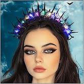 Acenail Light up Headband Halloween Black Headbands Flower Led Hairbands Glow Headpiece Costume Halo Festival Headwear Flashing Hair Accessories for Women