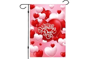 FLAGMAX Valentine Flag, Double Sided Valentine's Day Flag Red and White Love Valentine Garden Flag 12 x 18 Inch Valentine House Flags for Valentine's Day Decoration