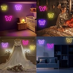 BRIGHTDECK 3 Pcs Butterfly Neon Signs, Neon Light