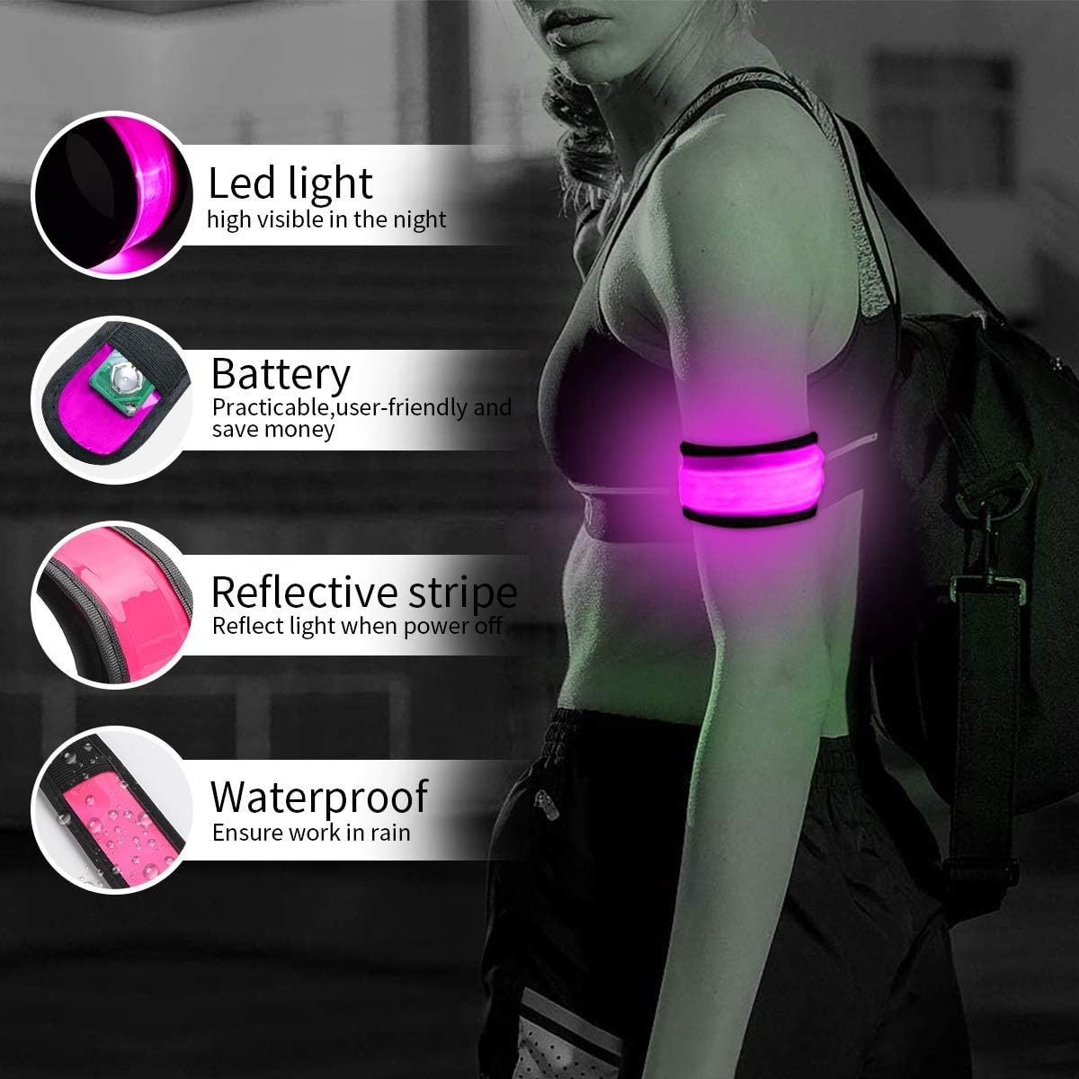 Running Lights for Runners(6 Pack) Light up Led Reflective Gear Replace Safety Vest/Sash, Running Reflector Gear for Walking, Cycling, Jogging at Night Time, Ideal Gifts for Female, Men, Women, Walkers. : Sports & Outdoors