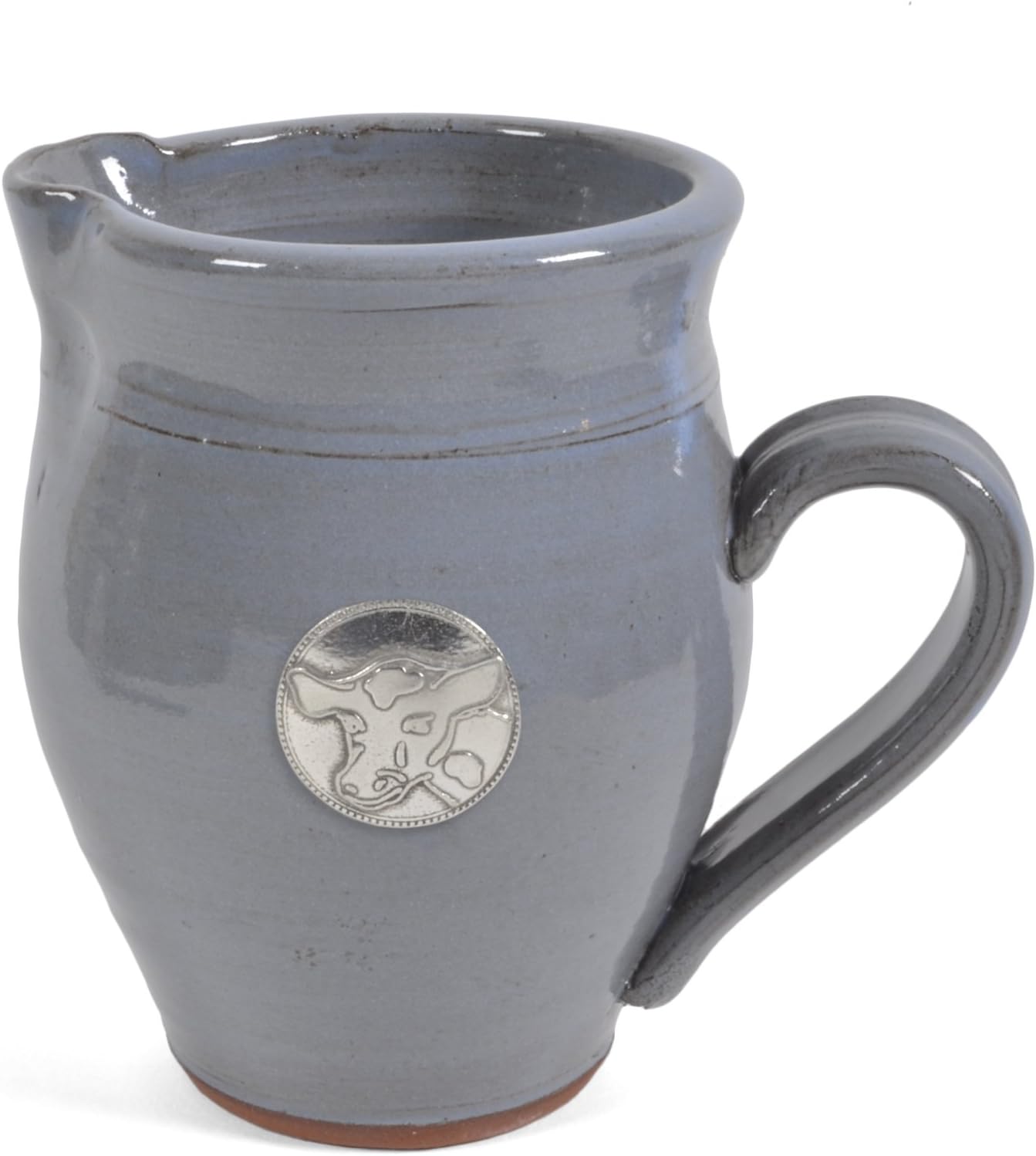 Oregon Stoneware Studio Creamer with Pewter Cow Faceplate, Light Blue