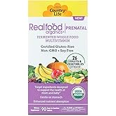 Realfood Organics Prenatal Multi - Before, During, & Post Pregnancy - Folate, D3 & Iron to Support Healthy Fetal Growth and Development*, Gentle on Stomach, Gluten-Free, Soy Free, 90 Tablets