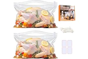 JIECH Turkey Brine Bag, Extra Large 26"×22" Holds up to 35LB, Thickened Leakproof Double Zipper Brine Bags for Turkey