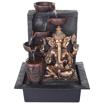 Chronikle Beautiful 5 Steps Ganesha Indoor Water Fountain with Lightning Effect