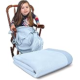 Baby Morgan Blankets Thermal Waffle Baby Blanket Crib Bedding - Soft Cozy Warm Infant Thermal Cover for Nursery Stroller or Bassinet, Lightweight Ideal Shower Gift, Satin Trim Blue 36" x 50"
