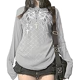 Cjfdfy Women's Gothic Long Sleeve Shirts Y2k Fairy Grunge Top Tees Teen Girls Cute Vintage Emo Aesthetic Clothes 2000s