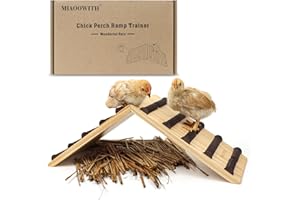 MIAOOWITH Chicken Perch and Ramp Trainer, 2 in 1 Sturdy Wooden Chicken Roosting Bar, Baby Chick Toys for Brooder, Chicks Coop Accessories,Training Perch for Chick Small Animal, Easy to Assemble