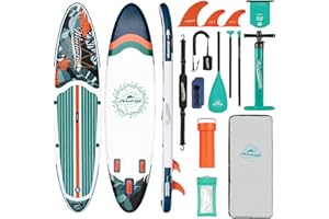 WINNOVATE WIN IN INNOVATE Winnovate 11'x33 x6 Inflatable Stand Up Paddle Board, Wide Paddle Board for Adults & Youth, Paddle Board Accessories with Non-Slip Deck, 3 Removable Fins, Adjustable Paddle, Leash, Hand Pump,Dry Bag