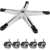 Frassie 28 Inch Gaming Chair Base Replacement with 5 Casters, Heavy Duty Desk Office Chair Swivel Base Part (Grey)