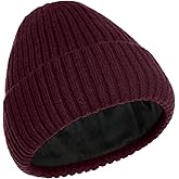 ROYBENS Warm Beanie for Men Women, Thick Fleece Lined Knit Winter Hats Wool Cuffed Fisherman Beanies Cold Weather Skull Cap