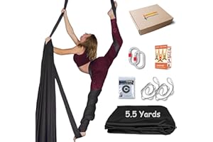 Luceinvita Aerial Yoga Hammock 5.5 Yards Aerial Silks for Home Premium Nylon Silk for Gymnastics Fitness Anti-Gravity Flying Kit Include Hardware