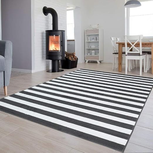 Amazon De Tapiso Luxury Teppich Kurzflor Grau Weiss Modern