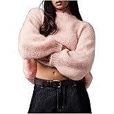 MakeMeChic Women's Fall Oversized Chunky Fuzzy Sweater Long Sleeve Crew Neck Pullovers