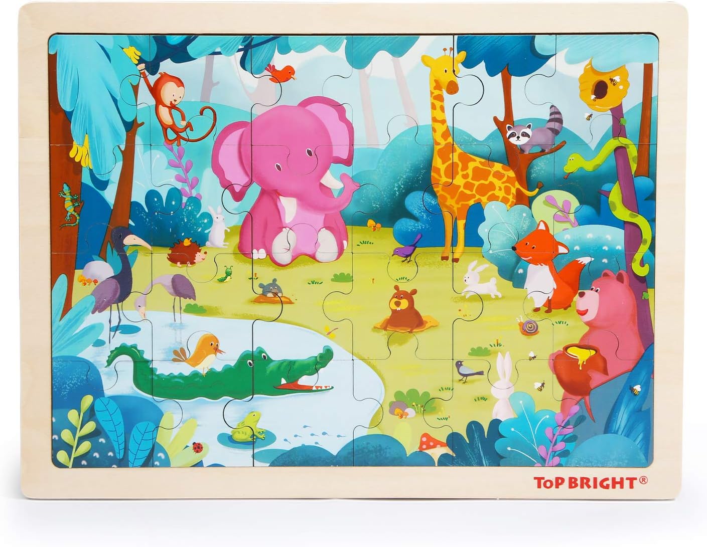 Forest Animals Jigsaw Puzzles for Kids Ages 46 TOP BRIGHT 24 Wooden