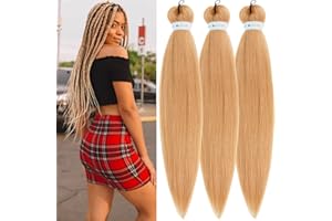 Gozill Honey Blonde Pre Stretched Braiding Hair Kanekalon Braiding Hair Box Braids Human Hair 26 inch