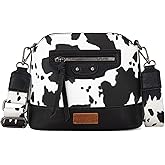 Wrangler Cow Print Crossbody Bag for Women Western Cross Body Purse with Signature Strap