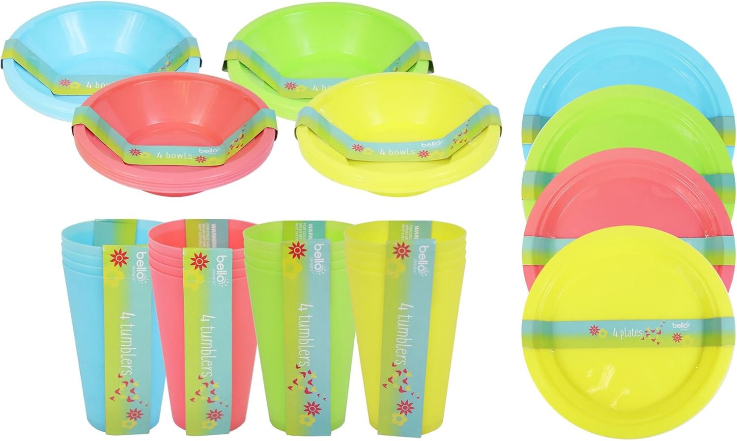 Full 48 Piece Plastic Picnic Set Outdoor Dining Bowls Plates