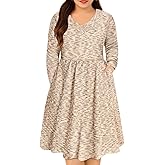 RITERA Plus Size Dresses Long Sleeve Rib Knit Dress High Waisted Womens Fall Winter Solid Color Casual Dress XL-5XL